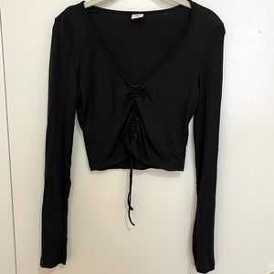 Aritzia Cropped Drawstring Ruched Longsleeve Top